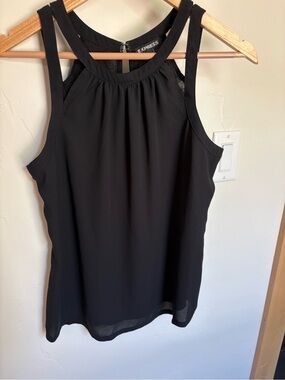 Express Black Double Strap Keyhole Sleeveless Blouse Top M